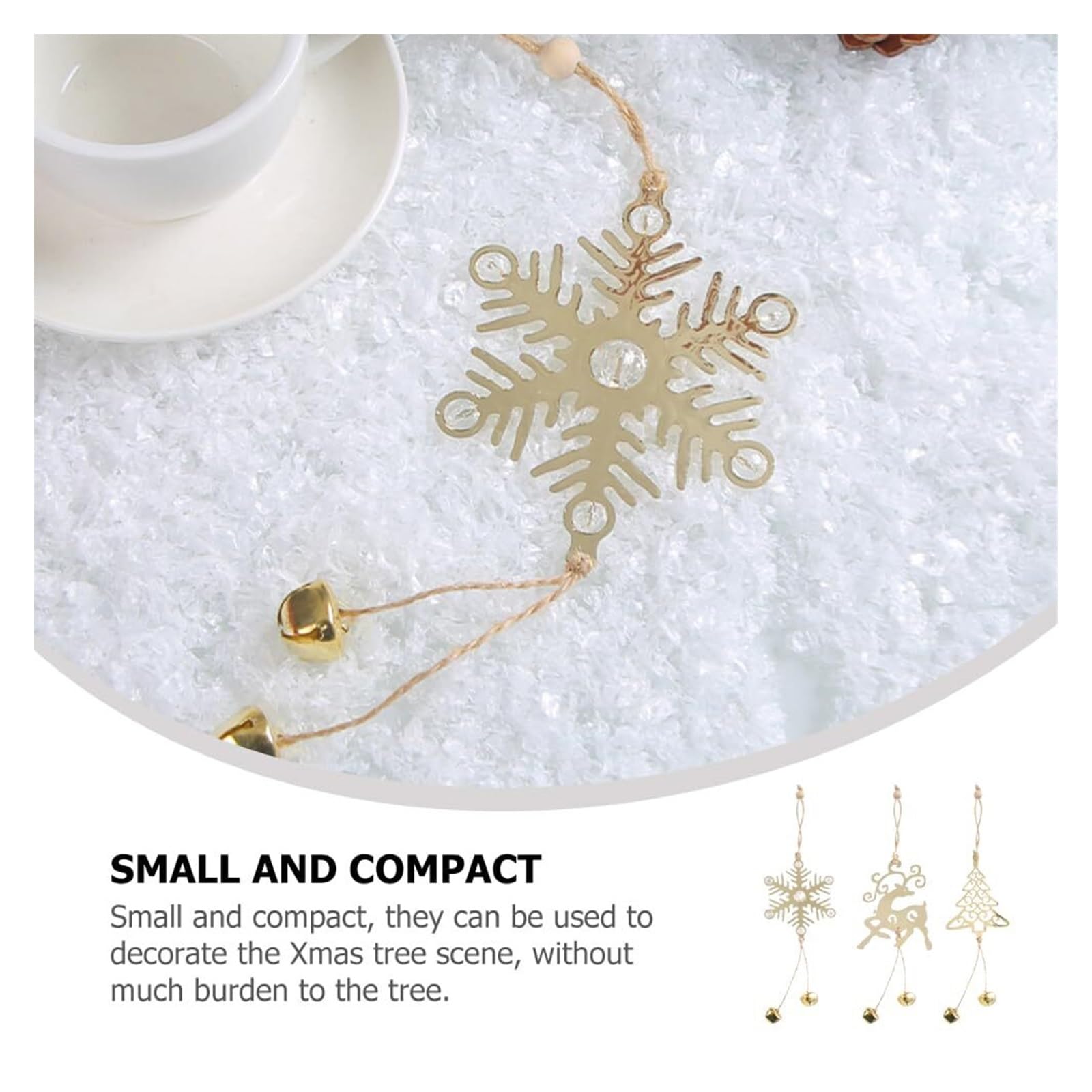 Campanelle Natale 6 Pezzi Albero di Natale Ornamento da Appendere in Metallo Fiocco Neve Campane Cervo Pendenti Decorazioni