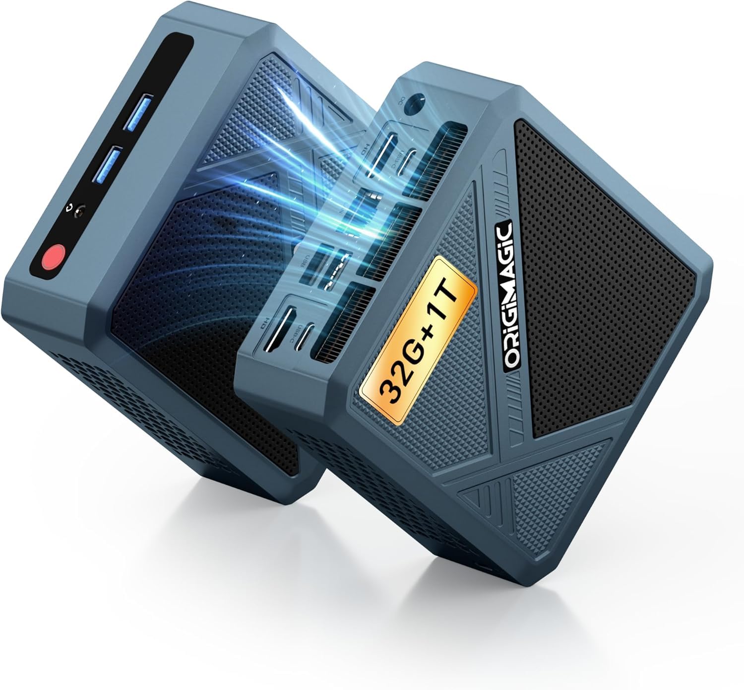 origimagic N1 Mini PC,con Ryzen 7 5825U Processore(8C/16T,fino a 4.5GHz),32GB RAM DDR4,1TB NVMe SSD,Mini PC Gaming Doppio HDMI/WiFi6/BT 5.2/2.5G LAN/WOL/Auto Power On