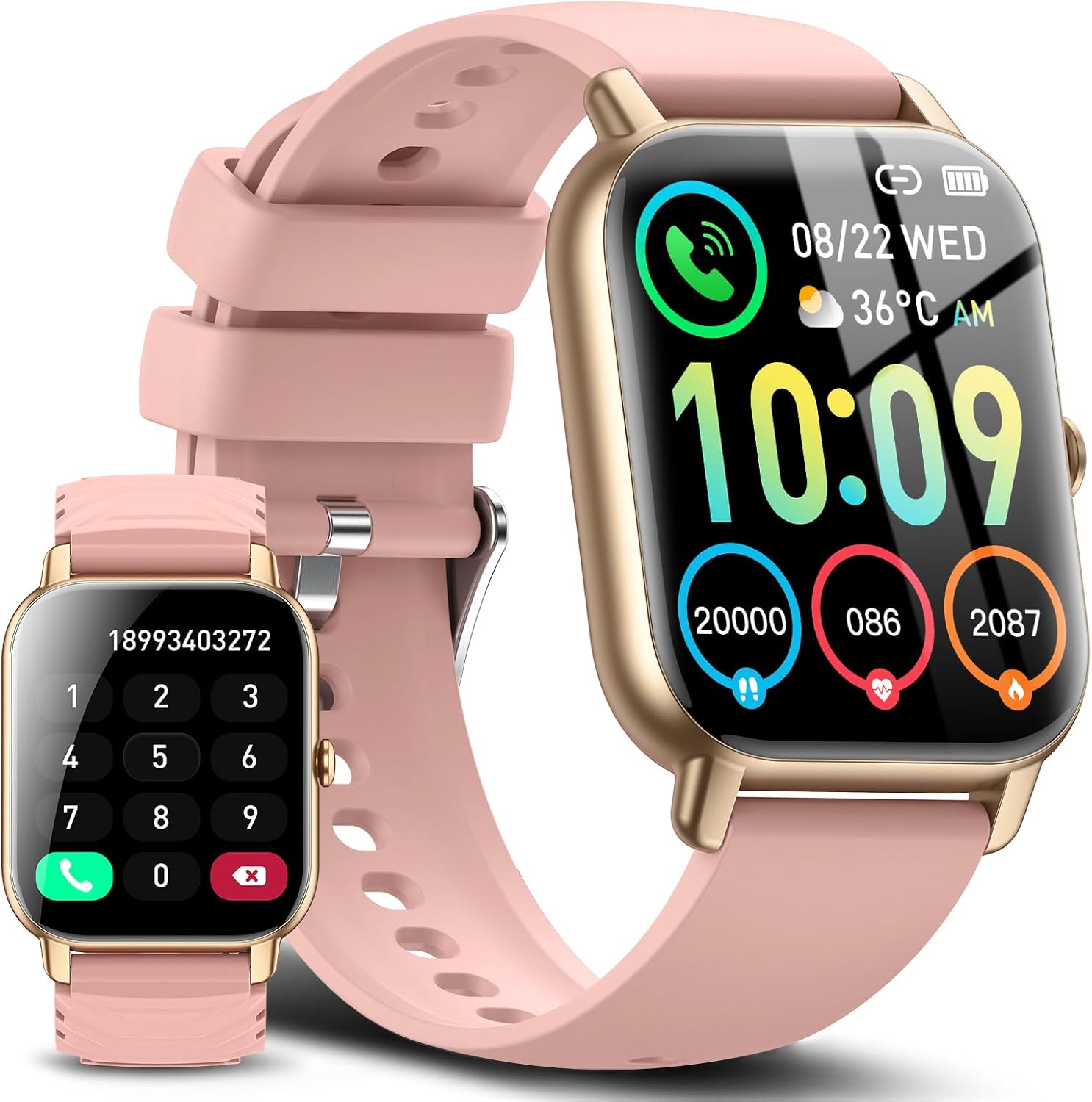 Smartwatch Donna Uomo con Effettua/Risposta Chiamate, 1.85 Orologio Smartwatch con 2 Cinturini, 112 modalità sportive, Smart Watch con monitoraggio del sonno/frequenza cardiaca per IOS/Android, Rosa Smartwatch Donna Uomo con Effettua/Risposta Chiamate, 1.85 Orologio Smartwatch con 2 Cinturini, 112 modalità sportive, Smart Watch con monitoraggio del sonno/frequenza cardiaca per IOS/Android, Rosa