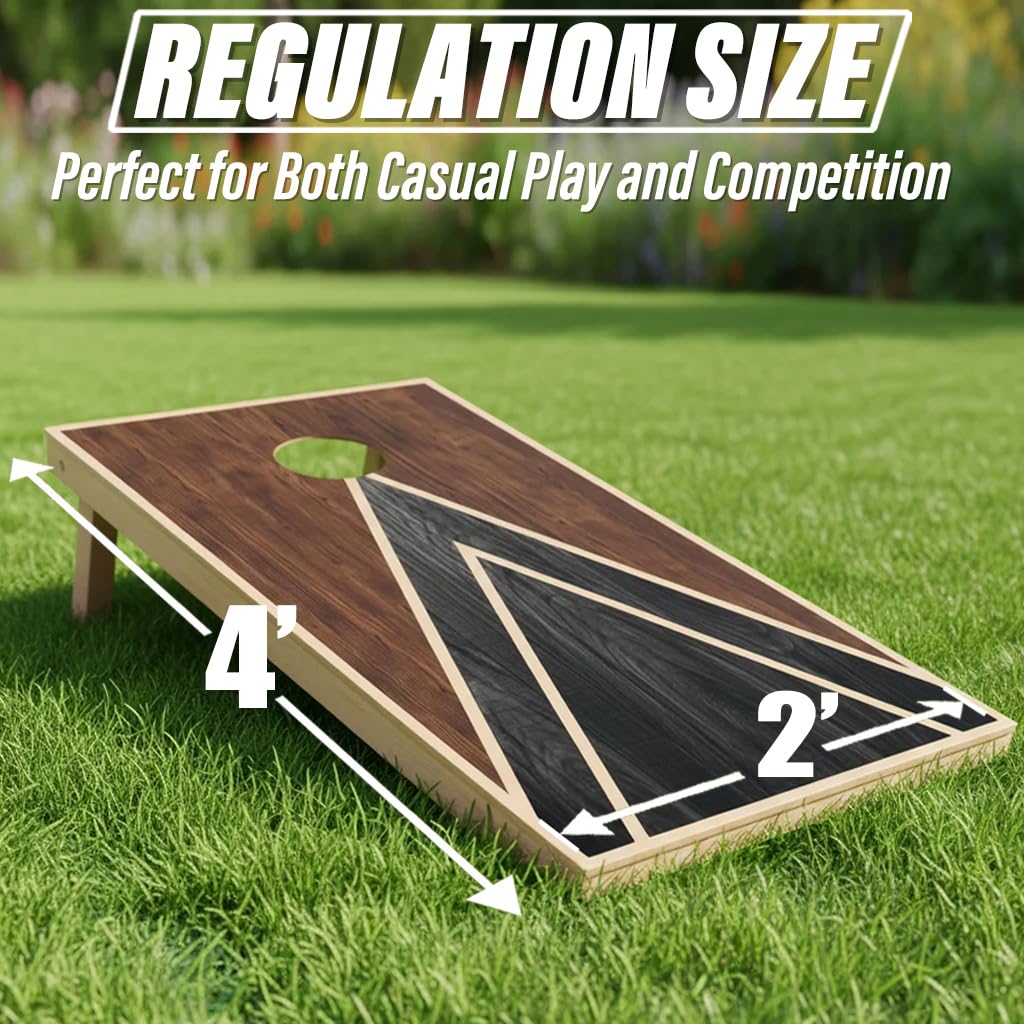 Ensemble de plateau de cornhole de 1,4 x 0,6 m, jeux de maïs en bois pour adultes, avec 8 sacs de maïs, 2 planches de cornhole et un étui de transport pour mariage/fête/extérieur/randonnée/cour (style