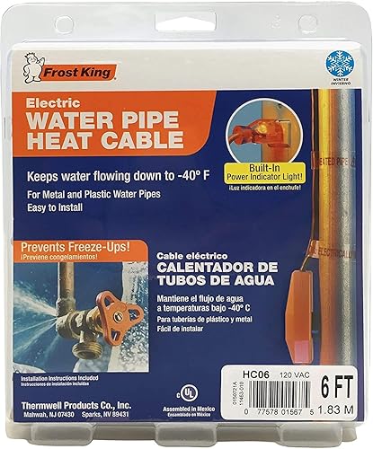 Miniatura 3 de Cable eléctrico calentador de tuberías Frost King HC3A, 3 pies, 120 V x 7 W, funcionamiento automático, HC6A