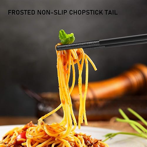 Miniatura 6 de 20 pares (40 piezas) palillos reutilizables de lujo, elegantes y elegantes, aptos para lavavajillas y reutilizables, palillos largos antideslizantes