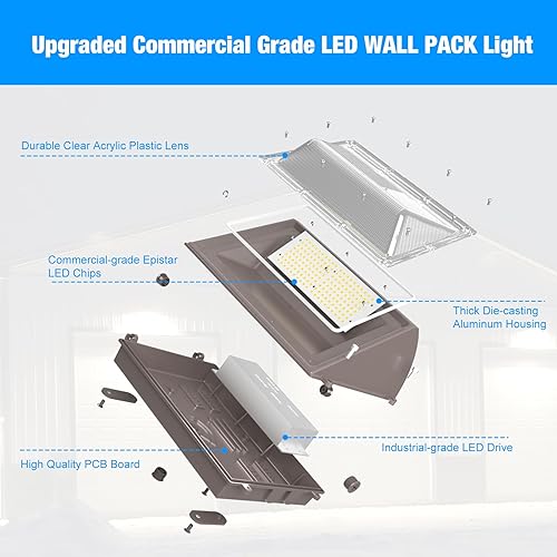 Miniatura 7 de Paquete de luz LED de pared de 120 W con fotocélula del anochecer al amanecer, paquete de luz de pared de 5000 K, LED para exteriores, 15600