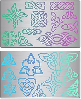 GORGECRAFT 2 Styles Metal Celtic Knot Stencil Stainless Steel Painting Template Reusable Drawing Tool for Wood Burning Engraving Pyrography Art Crafts