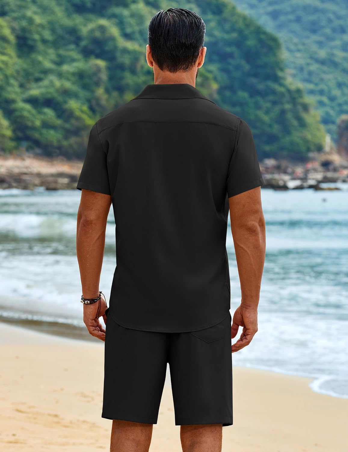 COOFANDY Men's 2 Piece Outfits Cuban Guayabera Short Sleeve Shirts and Shorts Summer Beach Vacation Sets for Men - Image 5