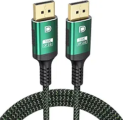 FEMORO Cabo DisplayPort 2.1 de 3 m, cabos de porta de exibição 16K @60Hz 8K @120Hz 4K @240Hz, cabo DP para DP 80Gbps suporta HDR10 HDCP DSC 1.2a compatível com FreeSync G-Sync placa de vídeo para