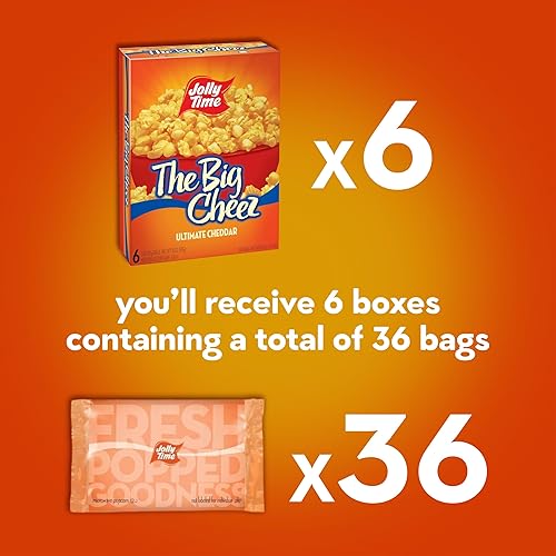 Miniatura 4 de Jolly Time Palomitas de maíz gourmet con queso cheddar sin OMG (The Big Cheez, 3 onzas (paquete de 36))
