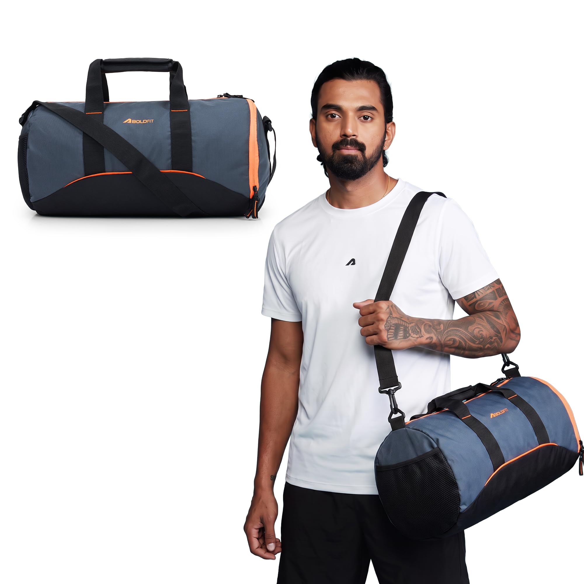 Gym Bags for Men Compact Sports Duffle for Women Unisex Duffle Bag for Carry & Travel Adjustable for Shoes Towel Duffel Sports Bag 22L - Black-image-21