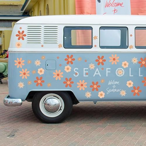 Miniatura 4 de Calcomanía de pared de margaritas, calcomanías de pared de flores bohemias para dormitorio de niñas, calcomanías de decoración de pared para