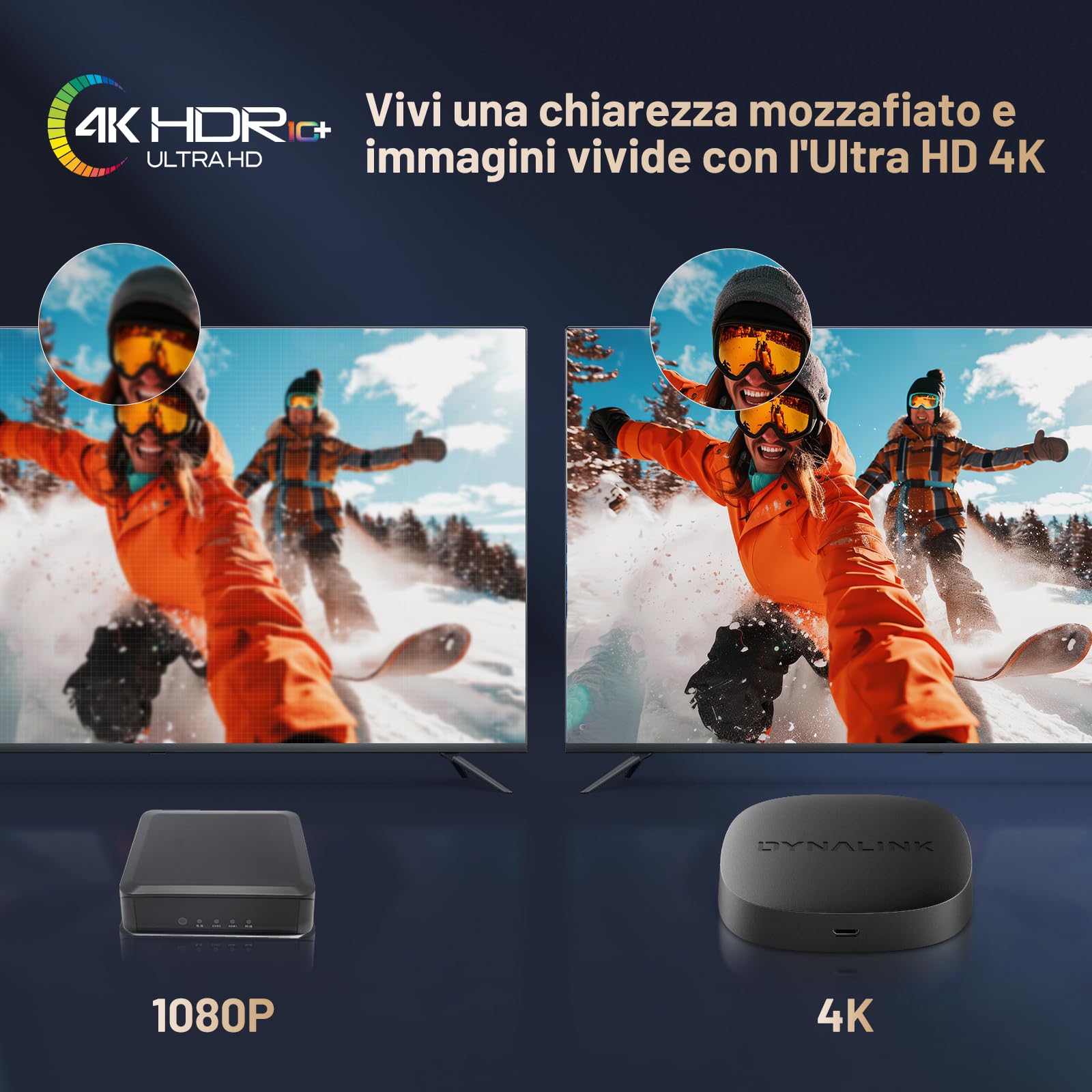 Kinhank TV Box, Smart TV Box 4K HDR10+ UHD, GTV OS, Audio Dolby, Compatibile con Netflix, 2GB+16GB, mirroring dello schermo, lettore multimediale in streaming Voice Assistente WiFi 2.4G+5G, BT5.0