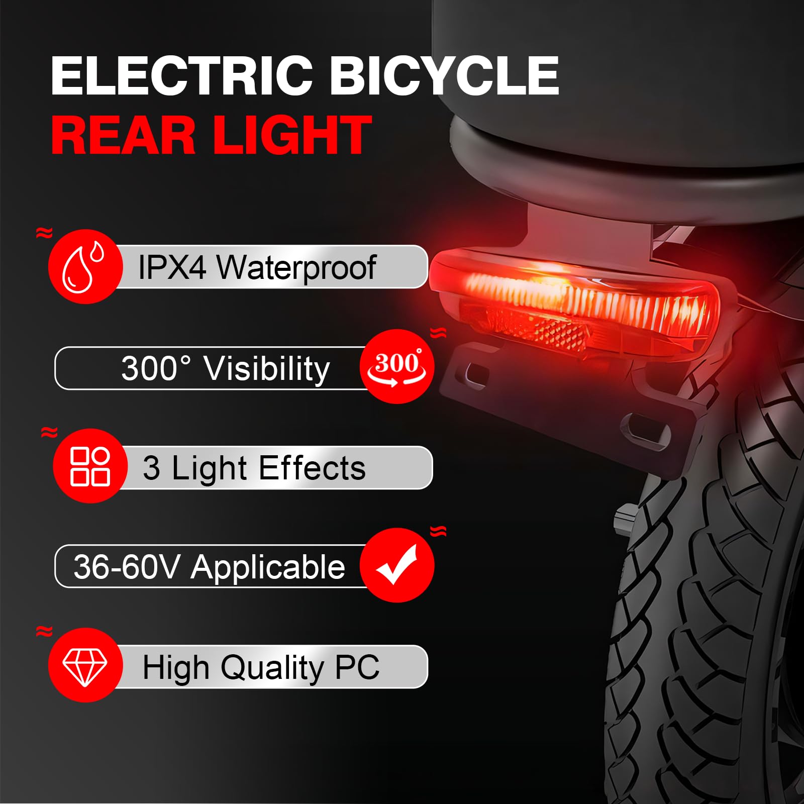 36V/48V E-bike LED Taillight Indicator Brake Light... – Vicedeal 36V/48V E-bike LED Taillight Indicator Brake Light... – Vicedeal