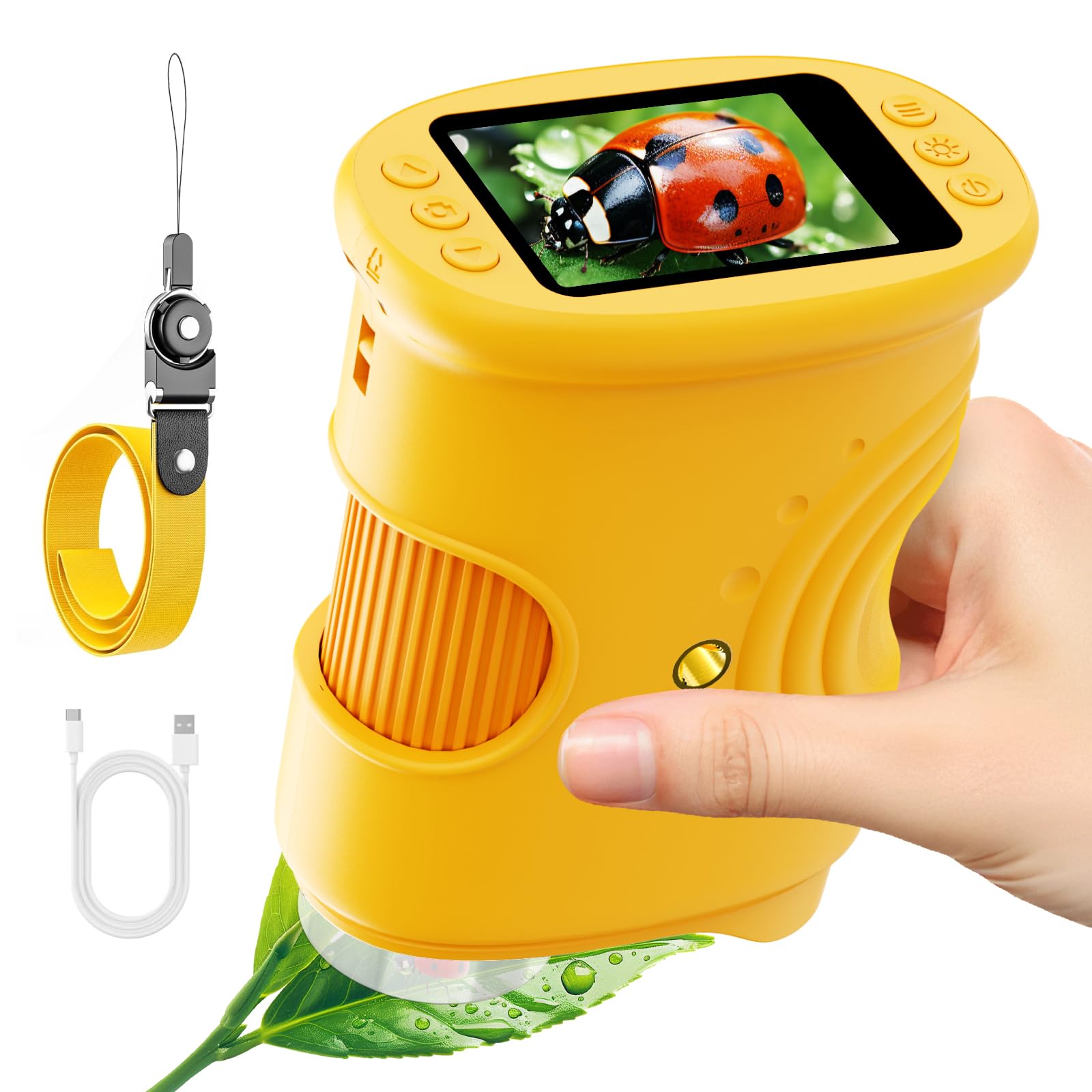 Microscopio de mano para niños, microscopio digital para niños con pantalla de 2 pulgadas, lupa de microscopio de bolsillo para niños, juguetes STEM portátiles para edades de 5 a 7 8 a 13 años, regalo