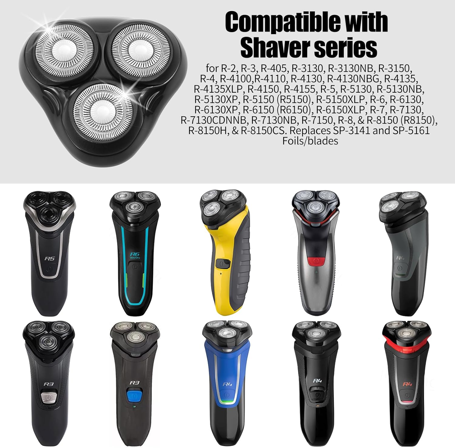 Universal Rotary Replacement Shaver Head,Compatible with Remington Shaver Series,for R3,R4,R5,R6,R7,R8,SP-3141 and SP-5161 Foils/Blades (Black(1 Count)) - Image 6