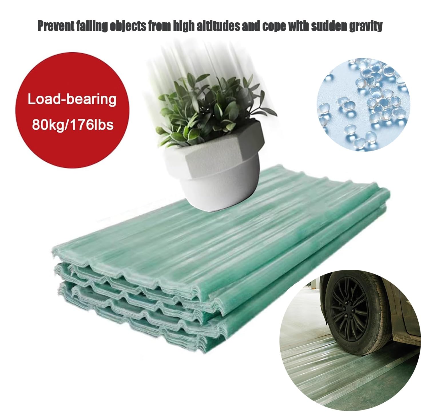 QWEASDF Chapa Tejado,Placa Ondulada FRP,Paneles for Tejado,Placas Techo Resistente a La Intemperie,Plancha Transparente Anti-UV,Chapas Techo con Tornillos,para Garajes(7pcs,0.9 * 0.6m/35 * 24in)