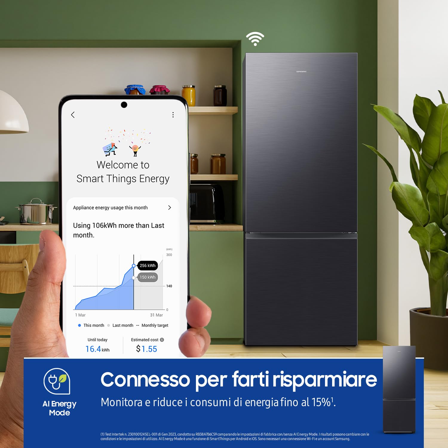 Samsung Frigorifero Combinato F1rst 75 AI RB53DG706AB1/EF, Wifi, Largo 75cm, Twin Cooling Plus, Metal Back, Total No Frost, 538 L, LxAxP: 75,6 x 203 x 71,1 cm, Antracite
