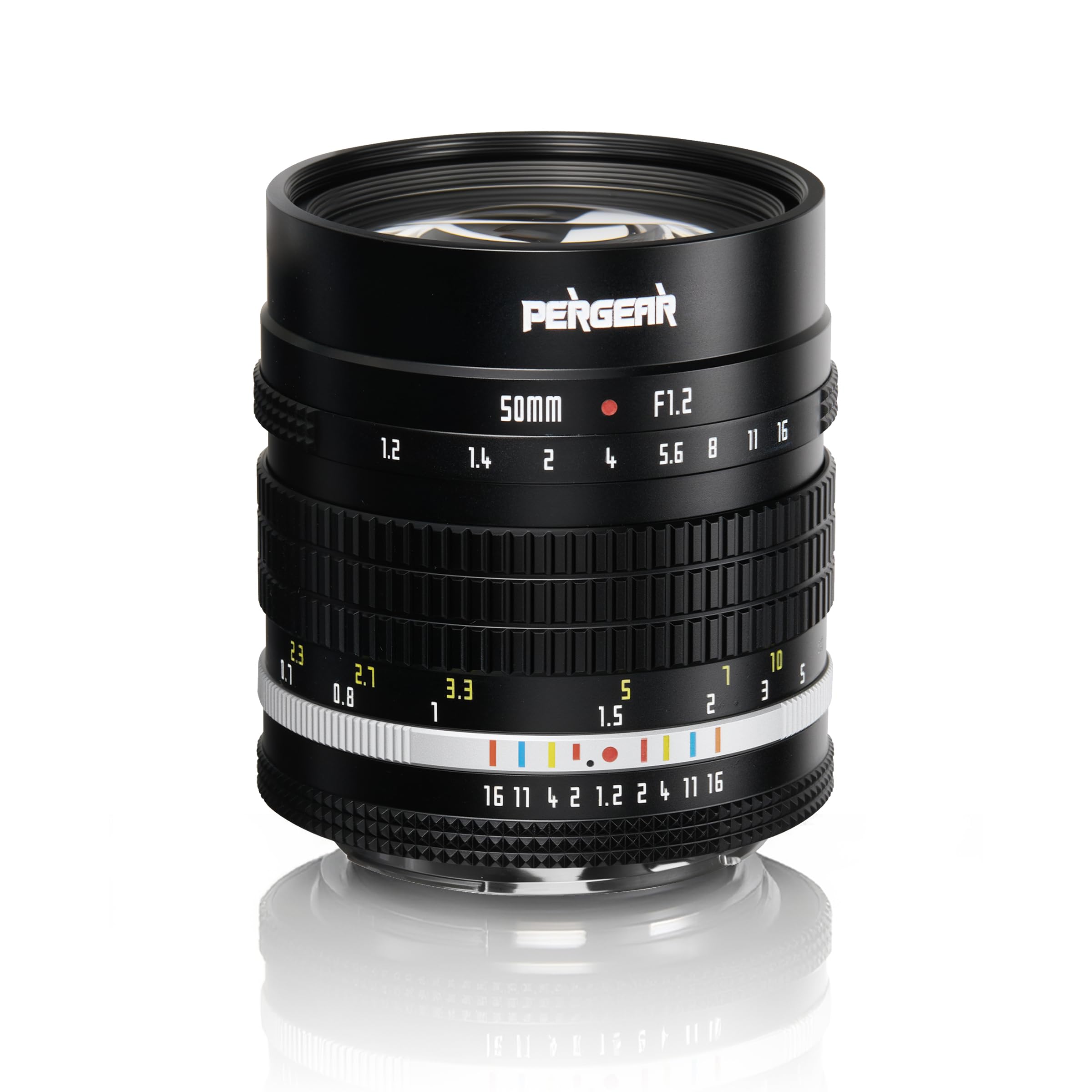 Pergear 50 mm F1.2 APS-C obiettivo a messa a fuoco manuale per fotocamera M43, Luminous Edition F1.2, ampia apertura focale equivalente 75 mm, sistema di apertura DeClick, design compatto retrò (nero)