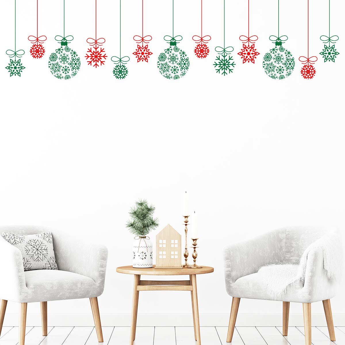 Ambiance Sticker Mural de Noël - Décoration Fêtes Noël, 50 x 50 cm | Stickers muraux de Noël, autocollant facile à poser, fond translucide pour vitre ou mur coloré, sans outils