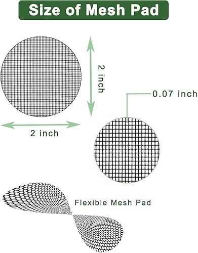 Miniatura 8 de vensovo 100 almohadillas de malla para maceta de bonsái, junta de pantalla de maceta de 2 pulgadas con borde termofusible, orificio de drenaje