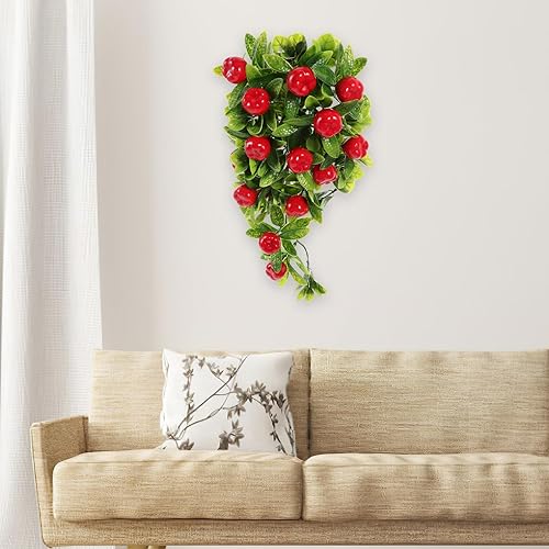 Miniatura 7 de Manzanas artificiales, hojas verdes, lágrima, guirnalda de manzanas falsas, frutas, decoración para puerta, exterior, interior, pared, cocina,