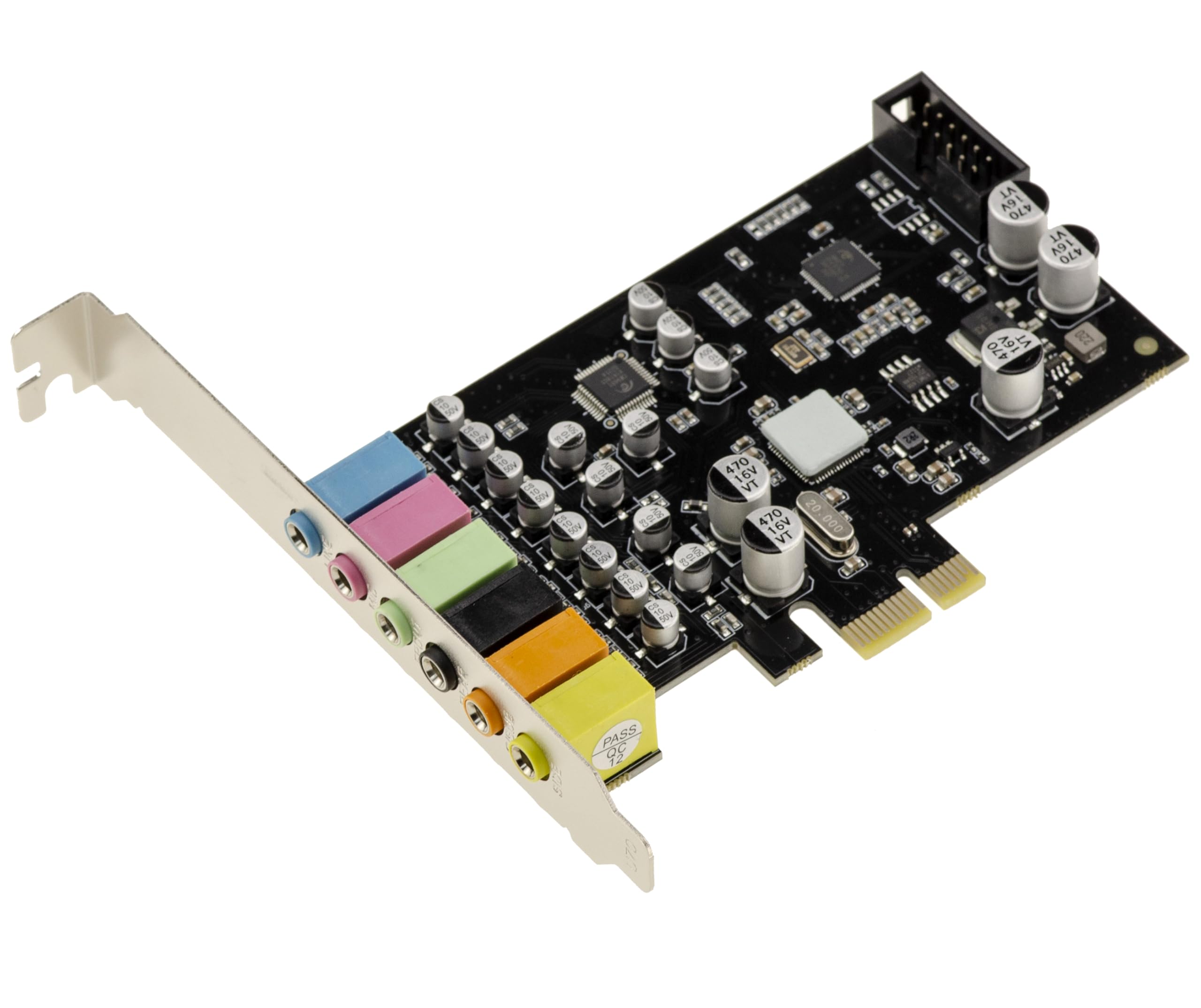 KALEA-INFORMATIQUE Carte Son PCIe 5.1 CMedia CM6212 | Carte son PCIe 5.1 à six canaux avec chipset C-Media CM6212 et équerres Low Profile et Full Height.