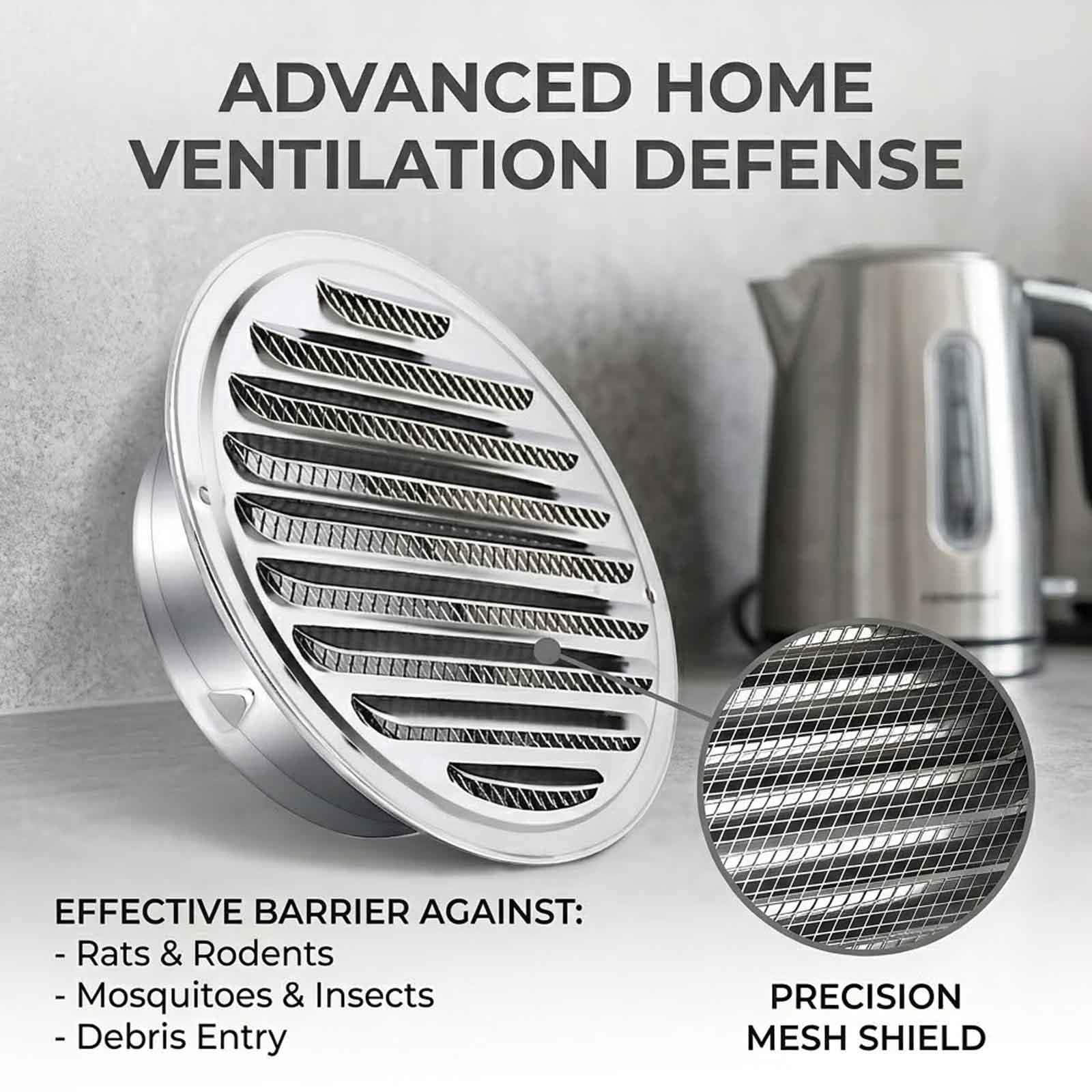Copertura Di Ventilazione Rotonda Griglie Di Ventilazione In Acciaio Inox Antipioggia Griglia Aerazione A Parete Per Parete Esterna Cucina Bagno Tubo Di Scarico, Con Zanzariera(300mm/11.8in)