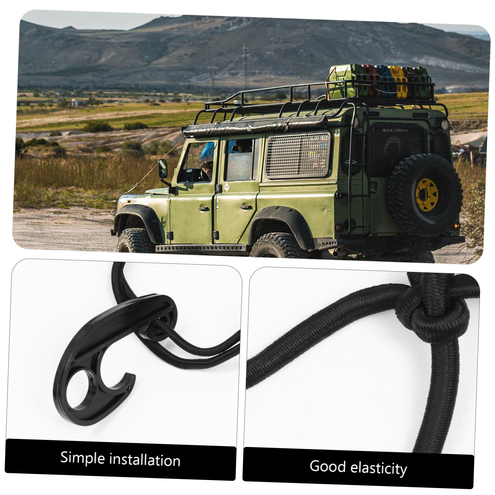 HEMOTON Filet Noir de Chargement pour Toit de Voiture en Caoutchouc Élasticité et Renforcement Solidité Porte-Bagages pour SUV et Pickup Truck