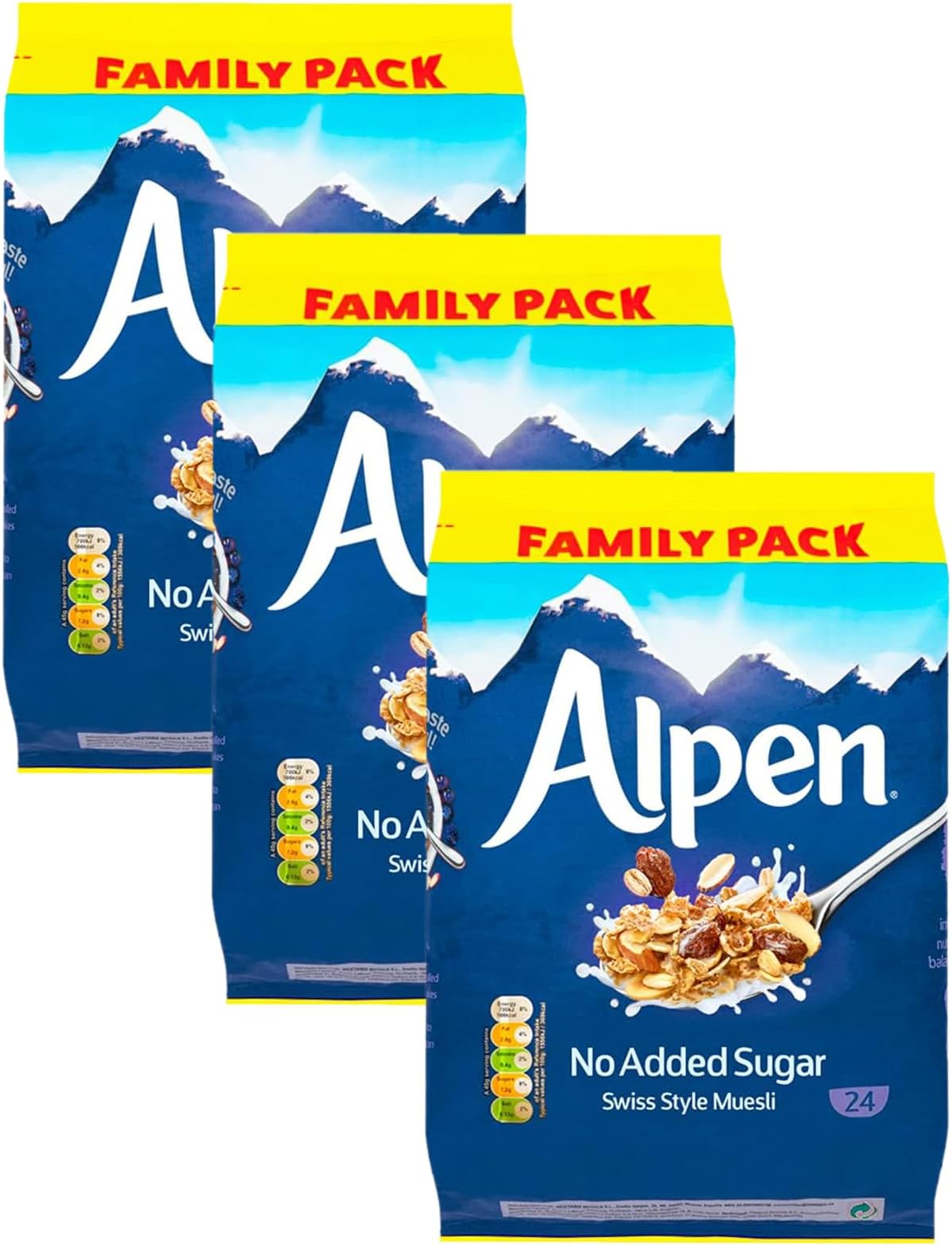 No Added Sugar Swiss Style Muesli Wholegrain Oat Wheat Breakfast, 1.1kg (Pack of 3)