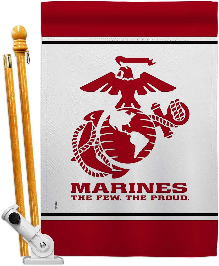 US Marine Corps Garden Flag - 2pcs Pack Armed Forces USMC Semper Fi United State American Military Veteran Retire Official - House Banner Small Yard Gift Double-Sided Made In USA 13 X 18.5