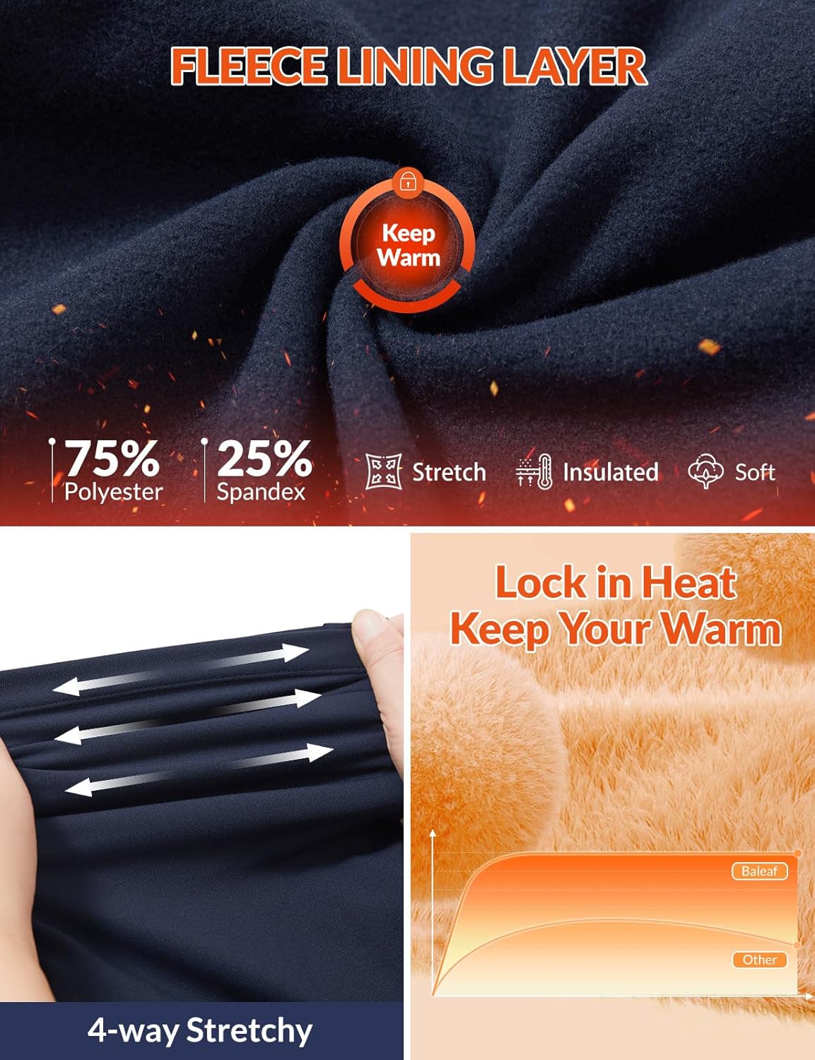 baleaf Womens Fleece Lined Pants Stretch Travel with 5 Pockets Business Casual Golf Dress Petite Thermal Winter Sweatpants - Image 6