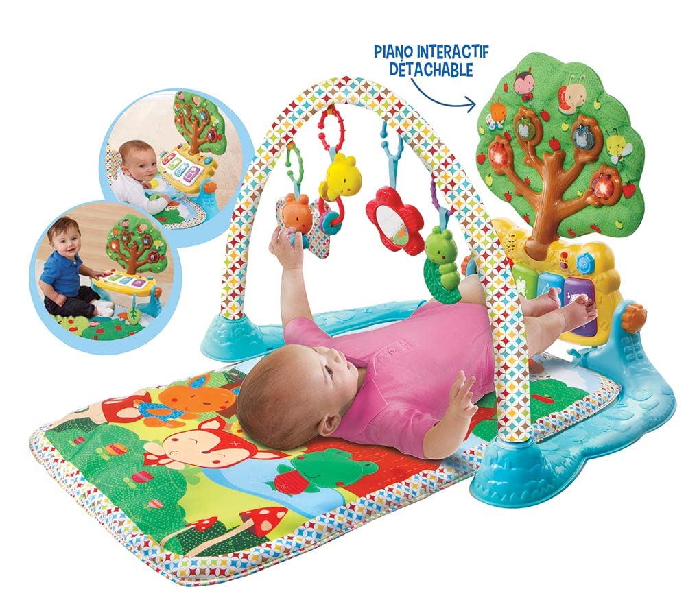 VTech - Jardin Enchanté des P'tits Copains, Tapis d'Éveil Bébé, Jeu Musical et Évolutif, Jouet d'Activité et de Développement, Piano Interactif, Hochets, Cadeau de Naissance - Contenu en Français