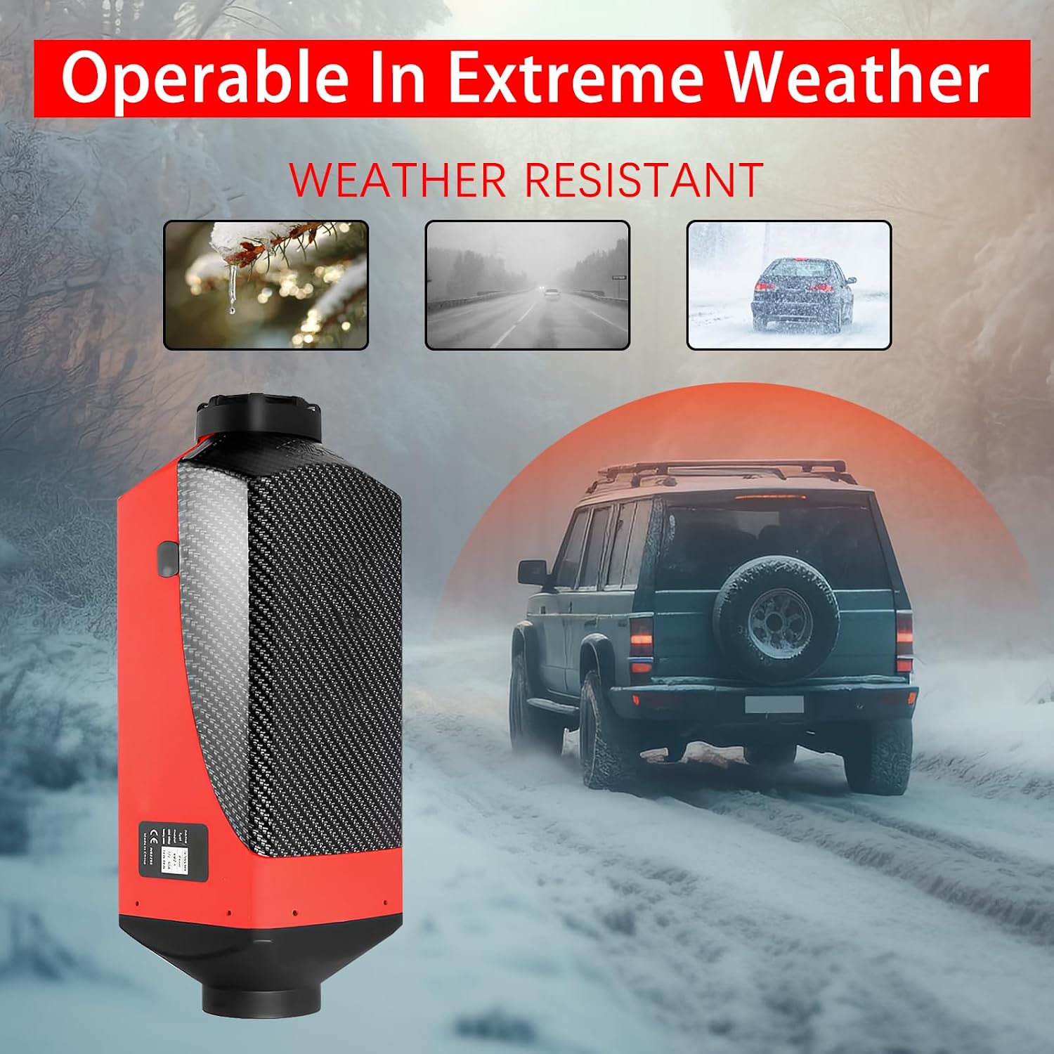 5-8KW 12V Diesel Air Heater，5000-8000W Parking Heater Kit with LCD Temperature Monitor Remote Control and 10L Fuel Tank ，for RV Quick Heating，RV Truck, Bus, Car Trailer, Boat (Red)