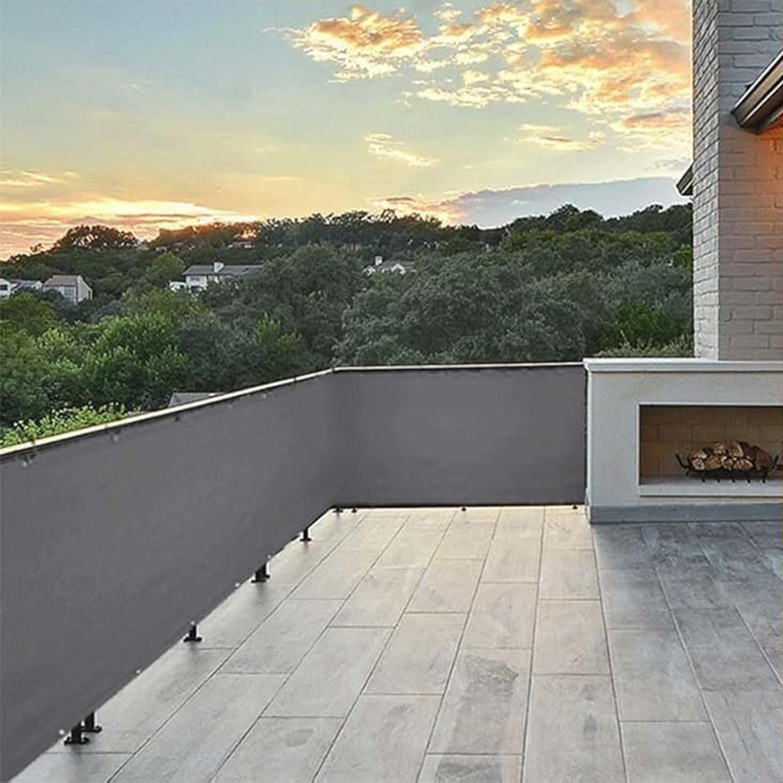 Brise vue balcon 180x1000 cm avec attaches de câble pour clôture jardin extérieure durable