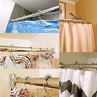 Vista 4 de Juego de 12 ganchos de cortina para baño de acero inoxidable cromado de la marca Uigos