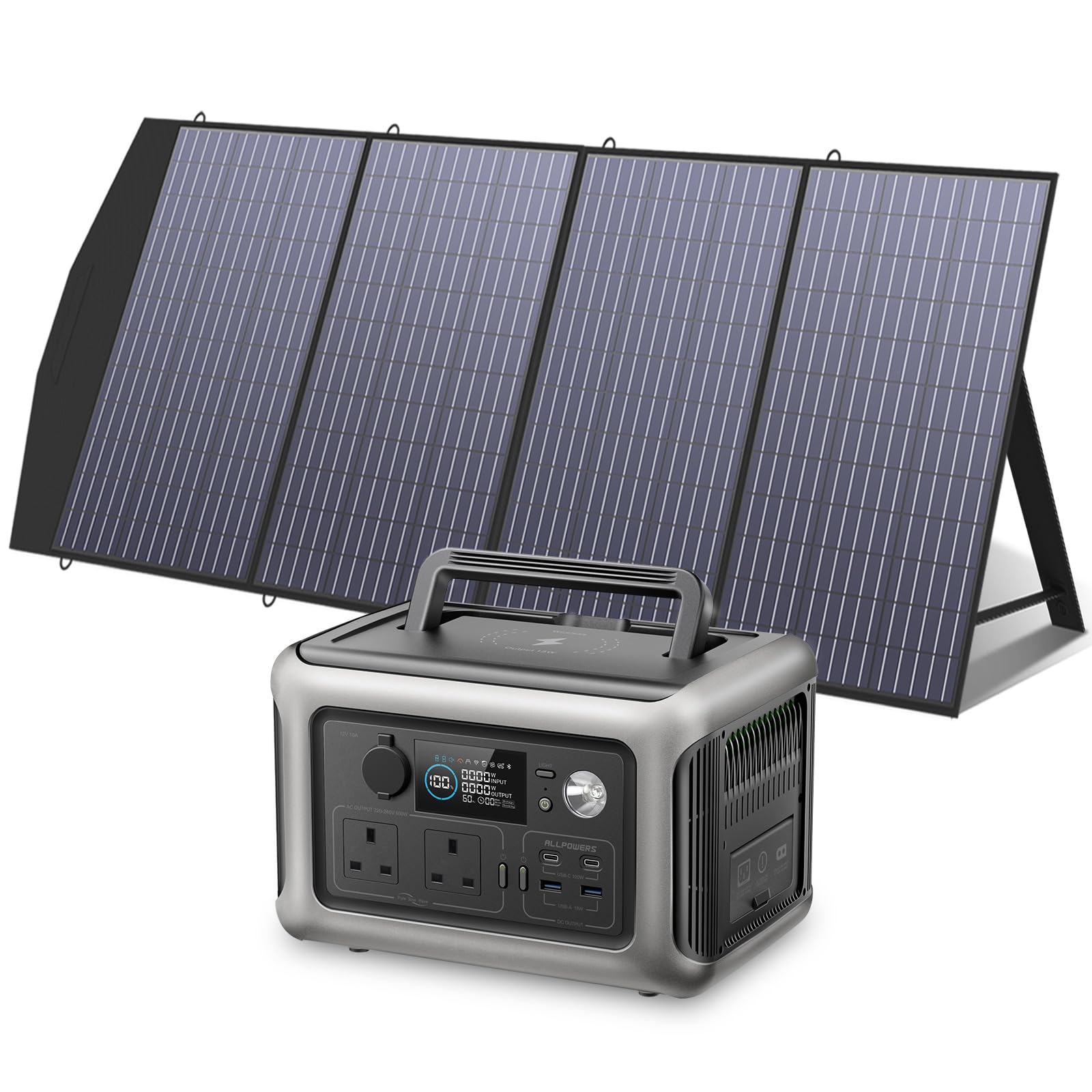 ALLPOWERS R600 600W Portable Power Station, 299Wh LiFeP04 Battery, Solar Generator with 1x 200W Foldable Solar Panel Included for Outdoor Camping Travel Fishing Emergency Power Supply Backup