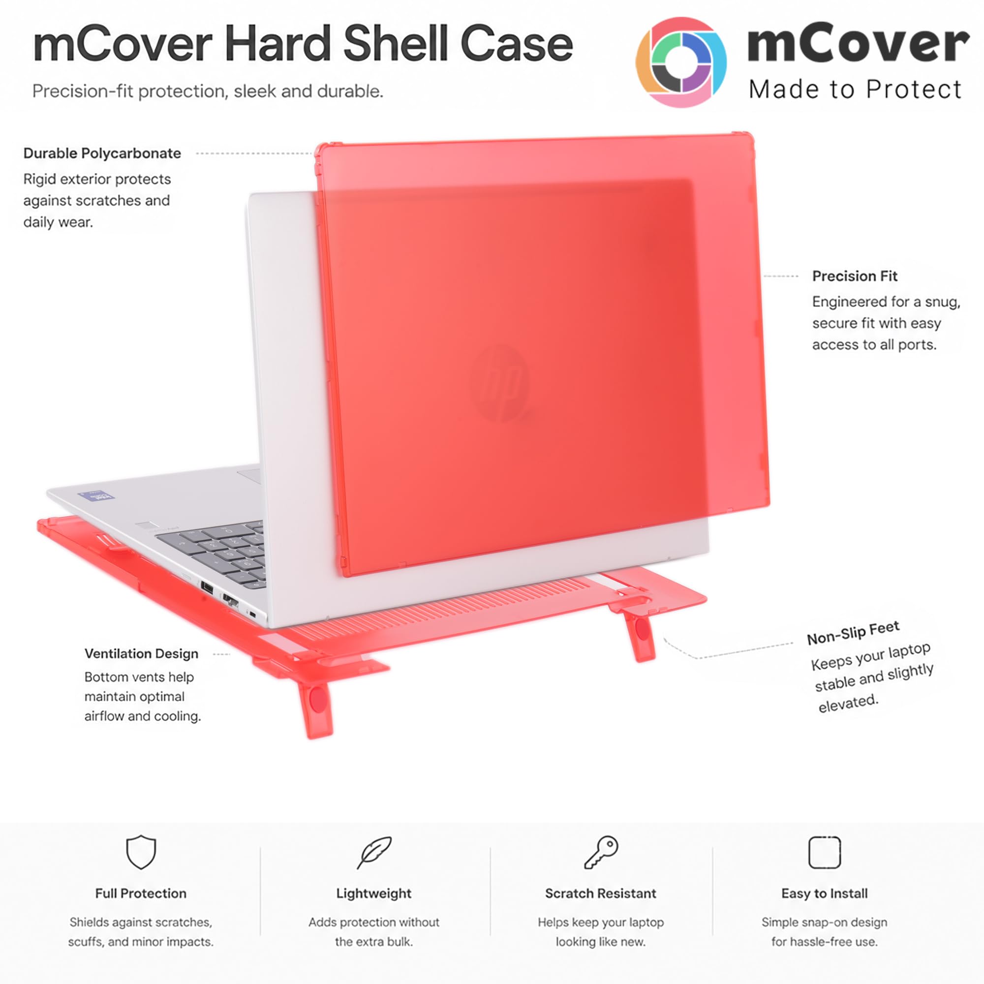 mCover Étui uniquement compatible avec HP ProBook 460 | 465 G11 et EliteBook 860 | 865 G9 G10 G11 Series Windows 2022 ~ 2025 16" (pas pour d'autres modèles HP) - Rouge