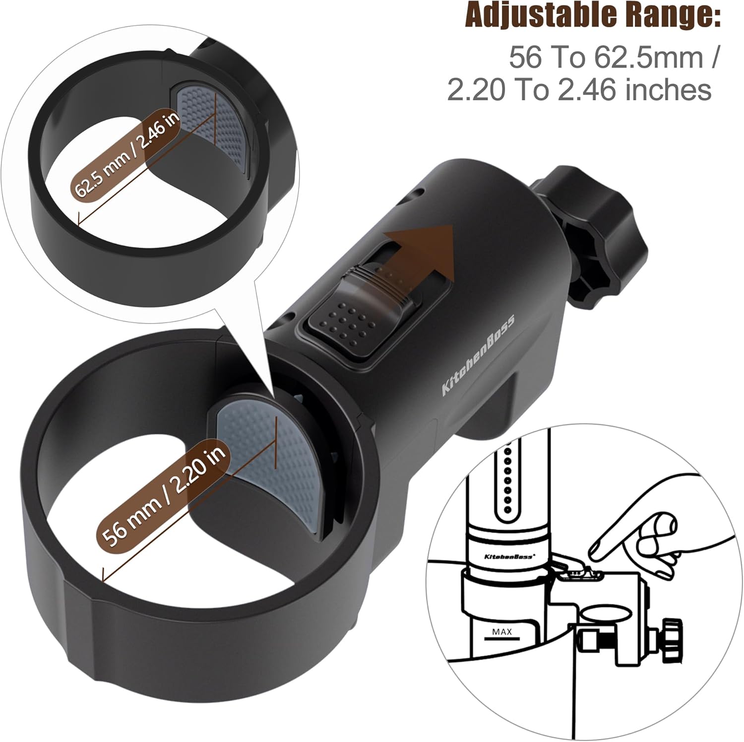 Sous Vide Bracket Clamp Replacement: KitchenBoss Sous Vide Cooker Fixing Bracket, Compatible with all KitchenBoss Sous-Vide Models, Fits Sous Vides in The 2.20-2.46 Inch Diameter Range, BK300