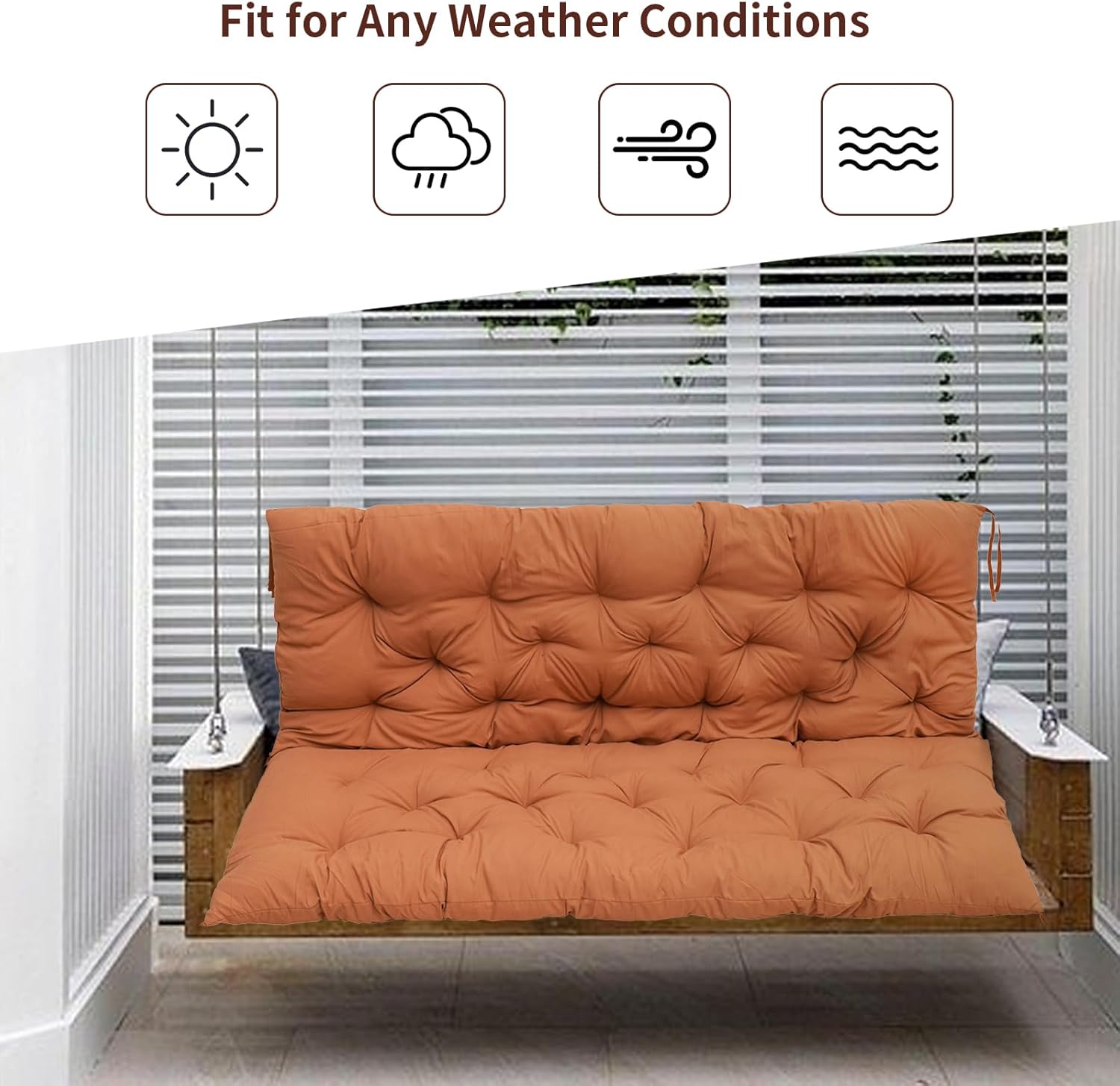 Porch Swing Cushions, Outdoor Cushions for Patio Furniture with Backrest, Thickened 4" Swing Cushions for Outdoor Furniture, for Porches, Patios, Outdoors and Gardens (Red,60x40)