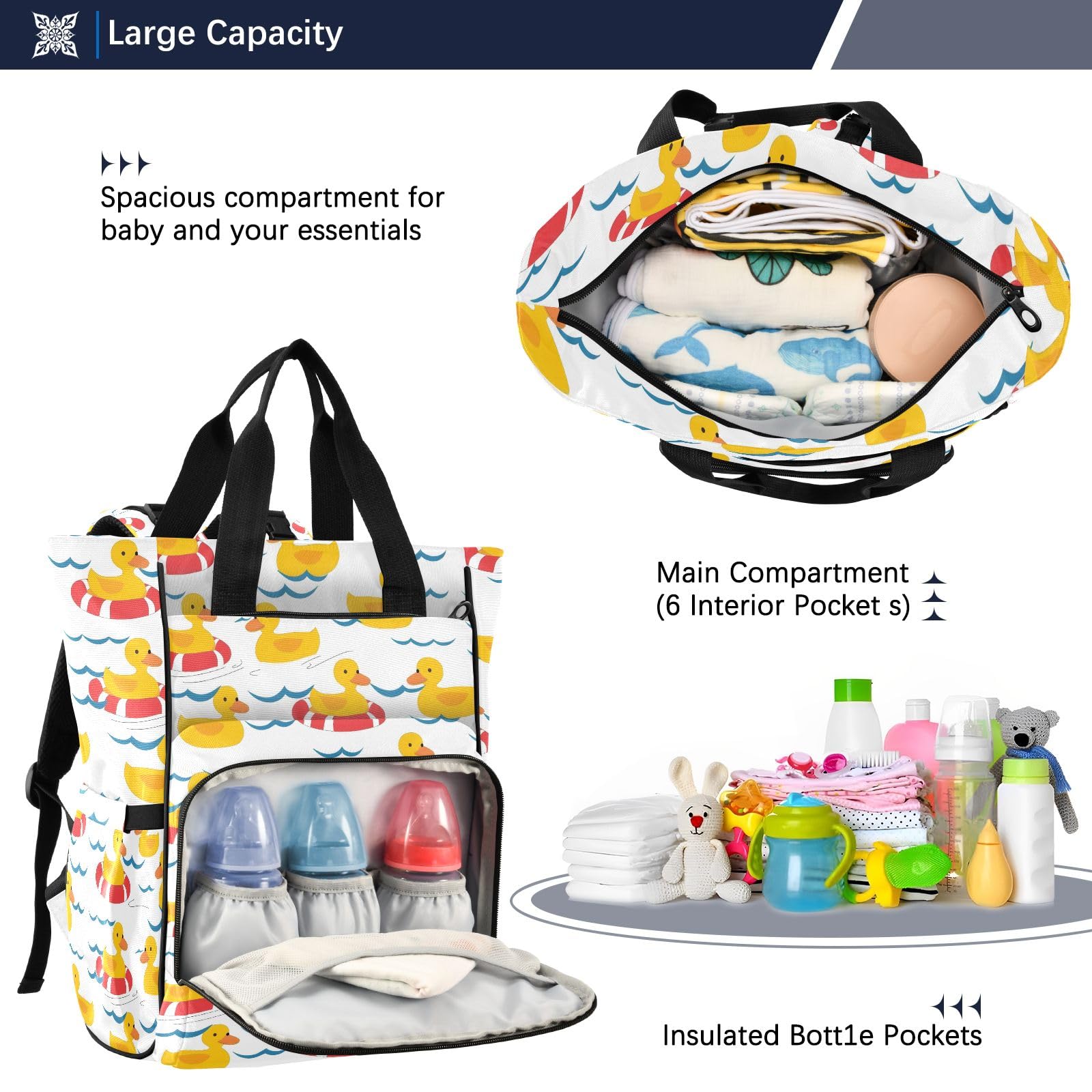 Mnsruu Duck Swim - Borsa per pannolini per bambini, grande, impermeabile, da viaggio, per mamme e papà
