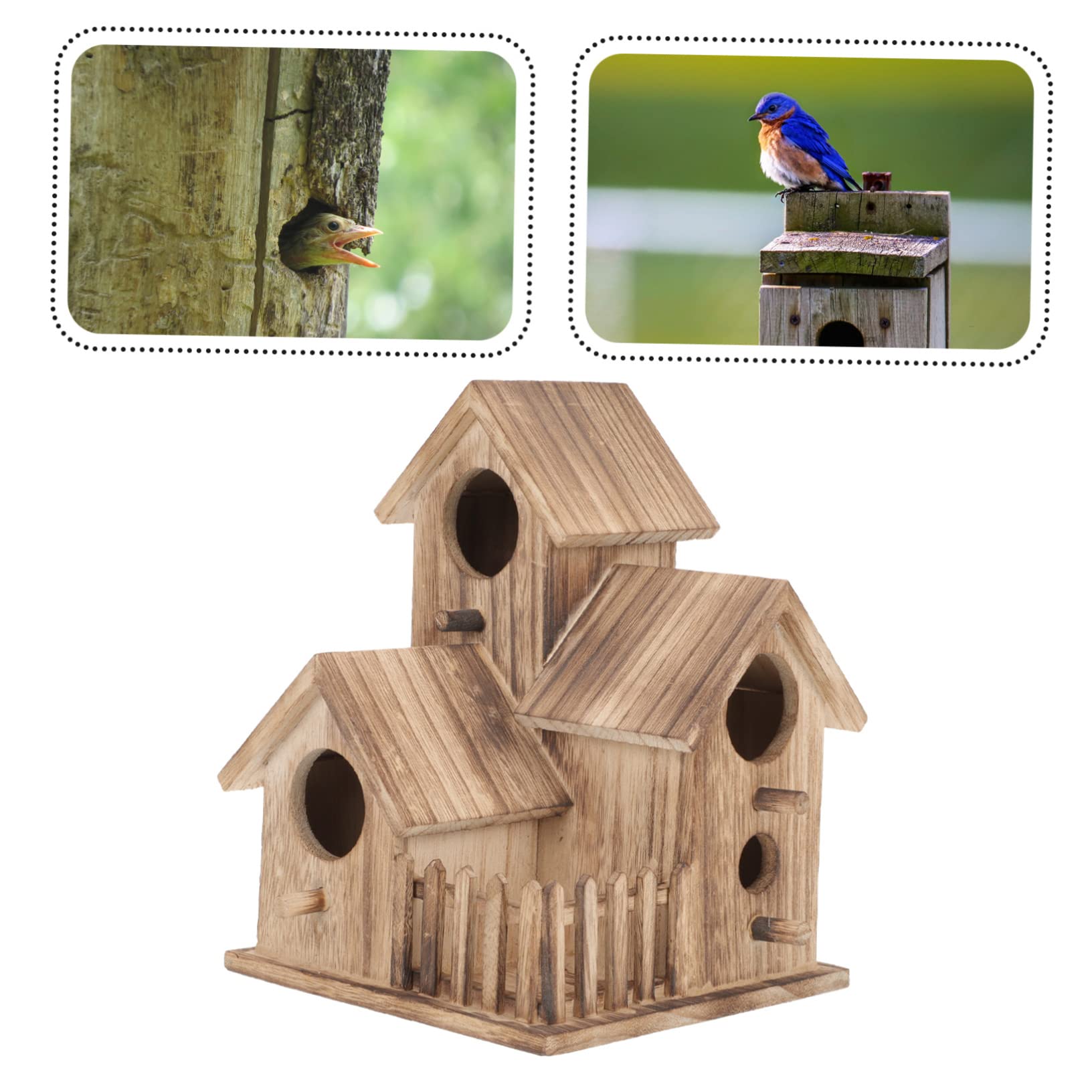 TOYANDONA Villa Nido De Pájaro Casita De Madera para Cría De Loros Nido para Periquitos Accesorio para Loros Comedero para Pájaros Independiente Casita para Anidar Jardín
