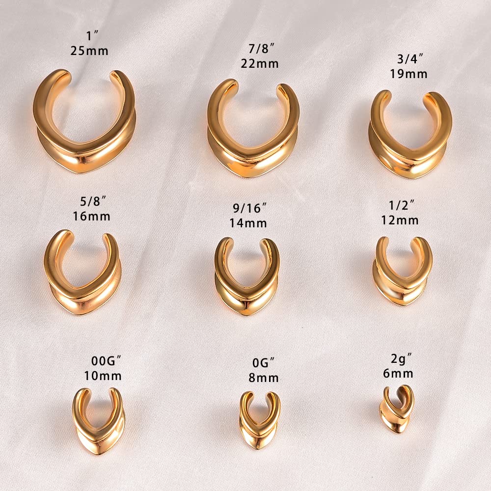 Vankula Dilatatori Lobo Sella tunnel dilatatore orecchie in Acciaio inossidabile lobi piercing espansori Gioielli Uomo Donna 6mm a 25mm