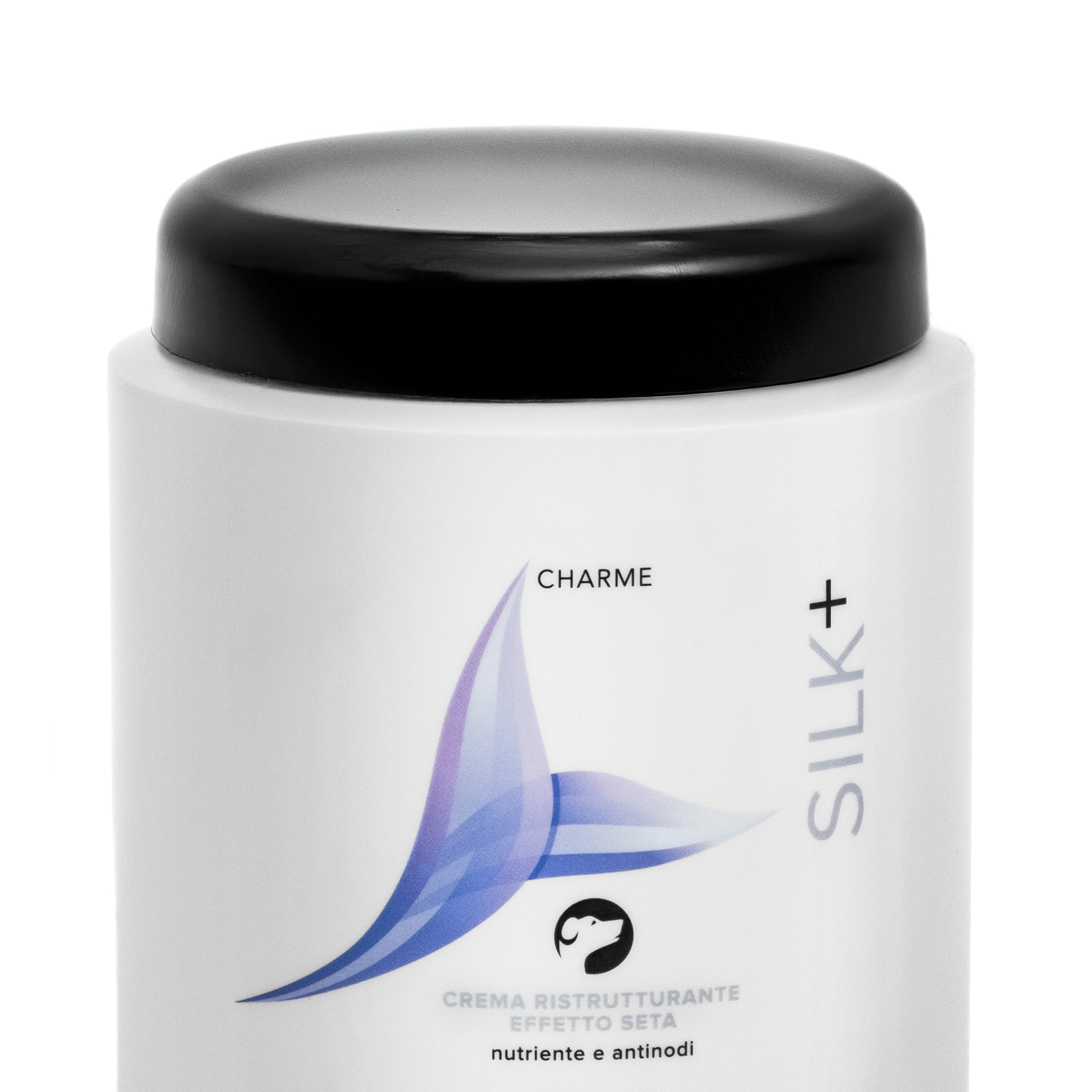 Record Charme Silk+ Crema Ristrutturante per Cani, effetto seta. Crema nutriente antinodi con Burro di Cacao e Olio di Jojoba. Protegge il pelo da smog e raggi solari, Made in Italy da 1L