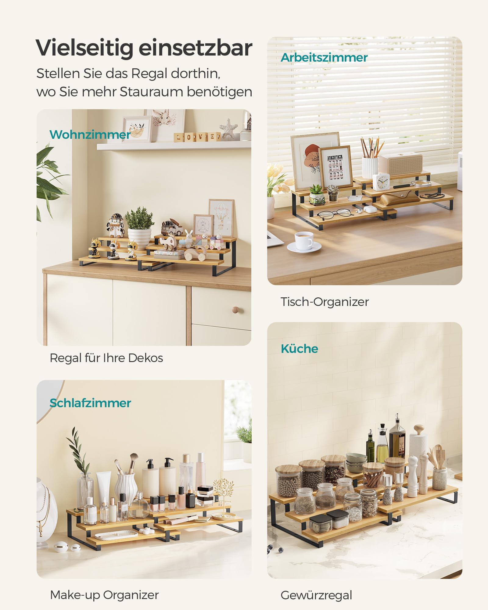 SONGMICS Gewürzregale Küchenregale stehend 2er Set