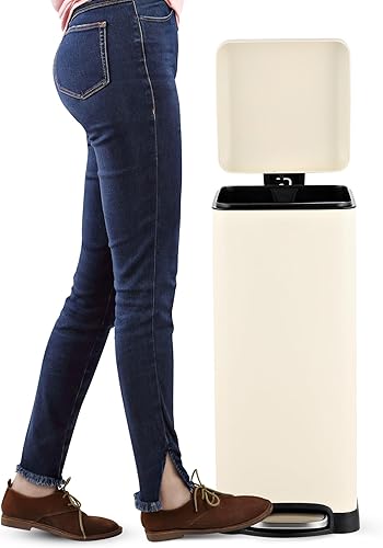 Vista 38 de happimess HPM1007J Betty - Bote de basura retro de 8 galones, resistente a las huellas dactilares, moderno, minimalista para el hogar, cocina, Rosa