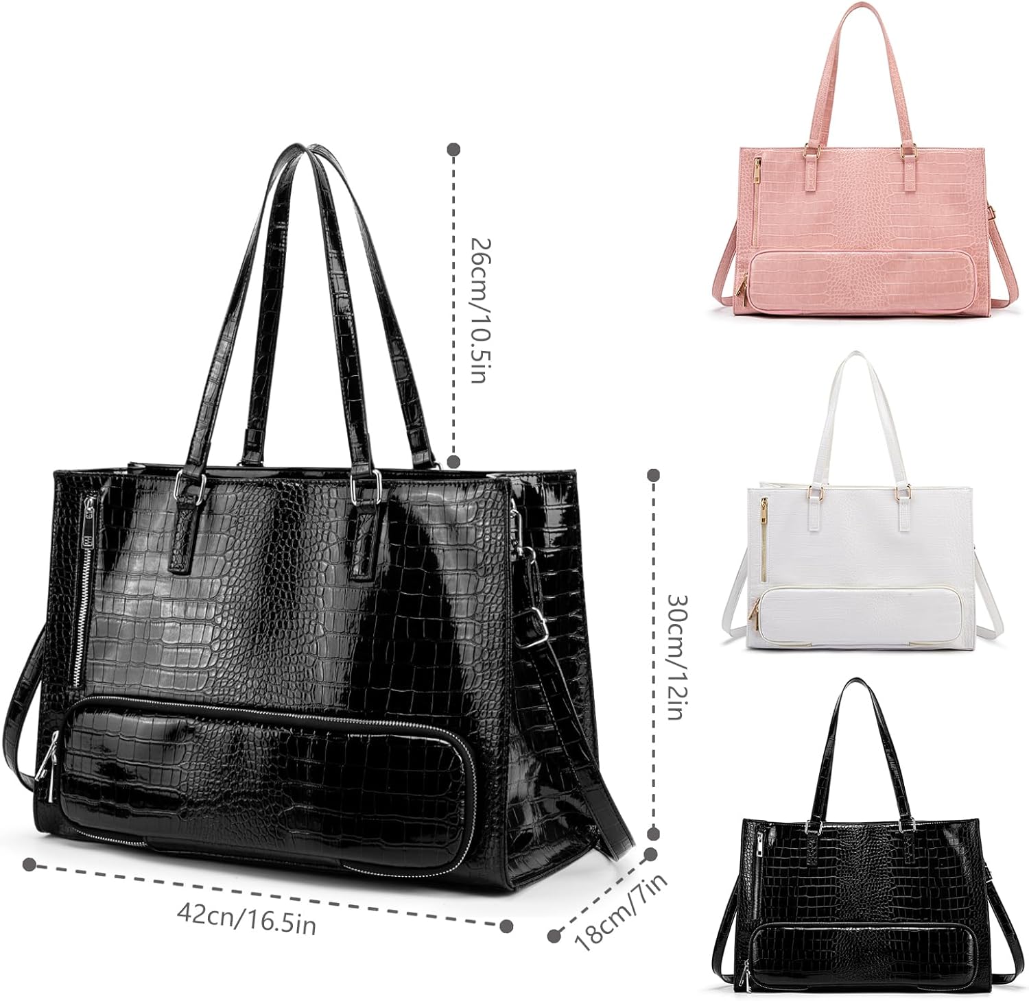 ROYALFAIR Lunch Tote Bag with Insulated Compartment for Women, 15.6 Inch Laptop Work Tote, PU Leather Work Bag