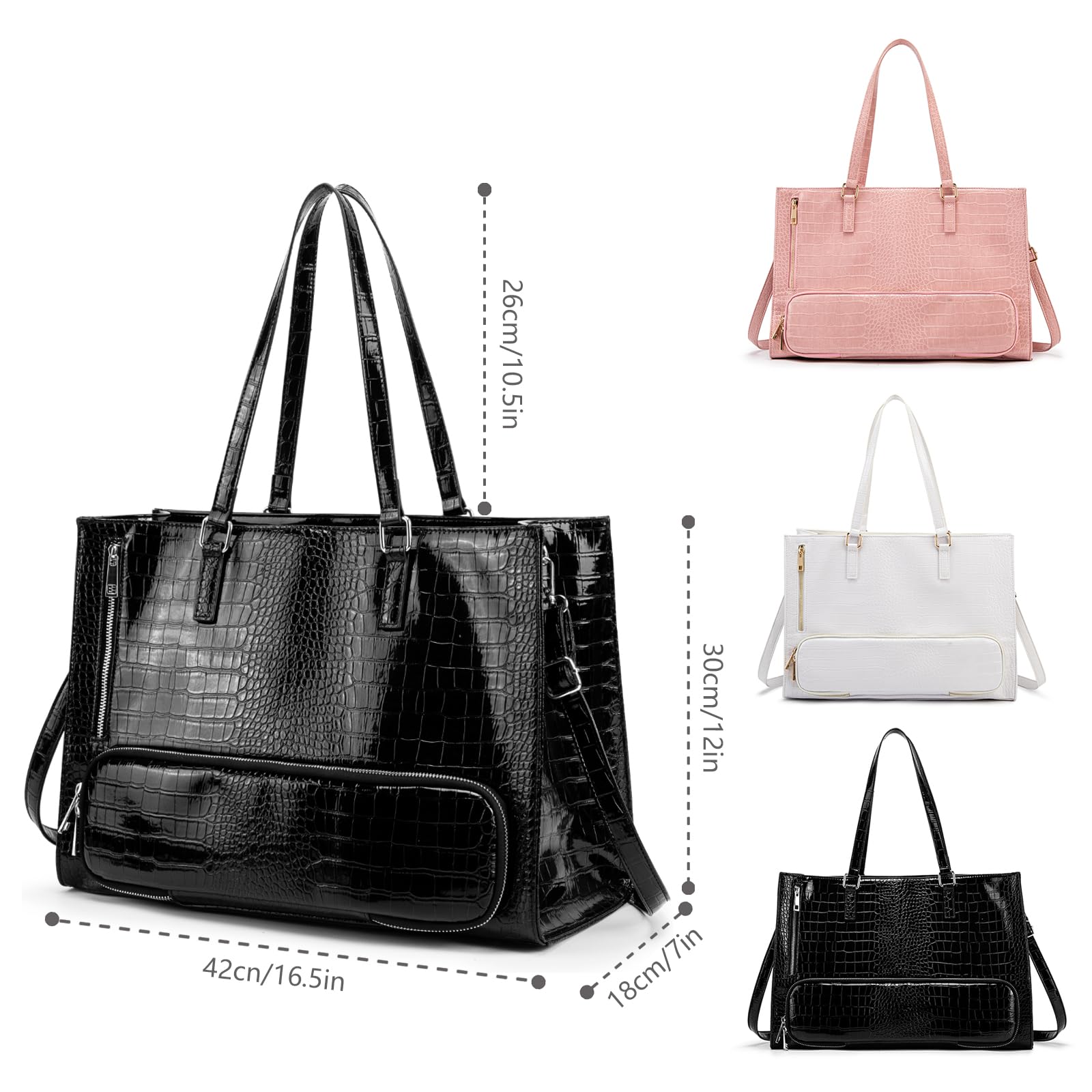 ROYALFAIR Bolsa de almuerzo para mujer, 2 en 1, con compartimento de refrigeración y bolsa para el ordenador portátil de 15,6 pulgadas, gran bolsa de trabajo para oficina, trabajo y universidad (negro