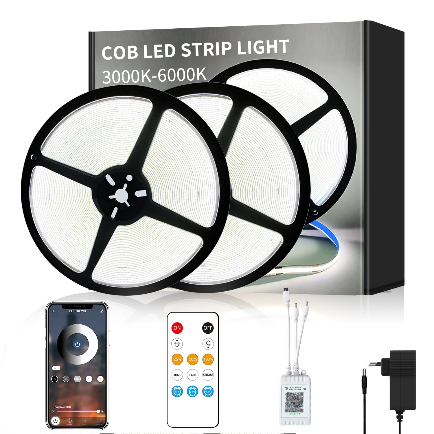 Yeewhale COB LED Strip Lights Flexible LED Tape Light für Schlafzimmer,für DIY Home Decoration