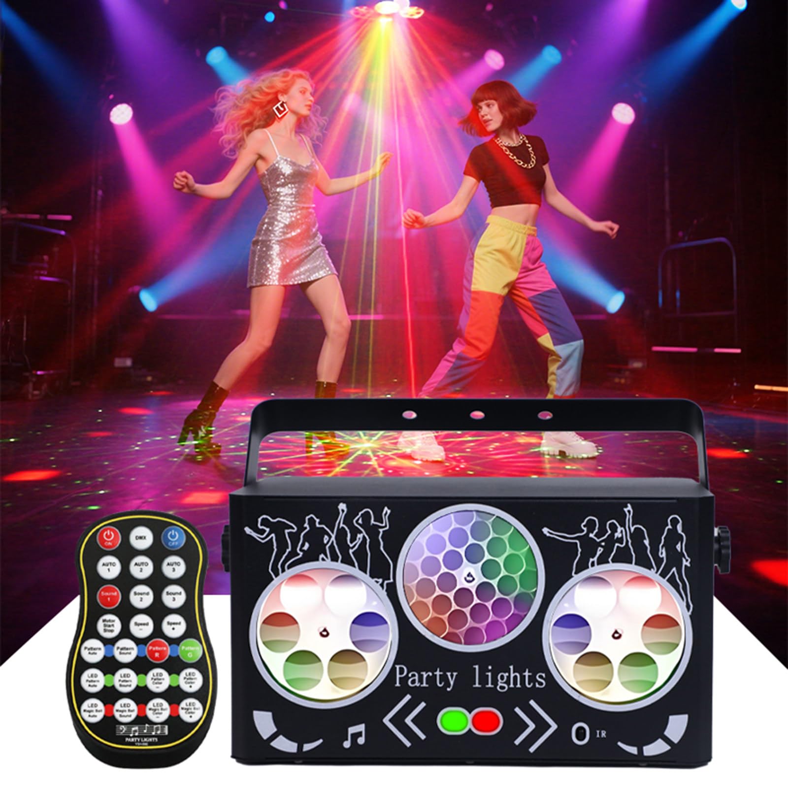 Luz Para Fiestas De Dj Disco, Rgbw 4 En 1, Efecto De Patrón, Luz Láser, Control De Sonido Dmx512, Luz De Escenario, Luces Estroboscópicas LED Para Dj,Club,Fiesta,Ktv,Bar,Boda,Evento,Espectáculo
