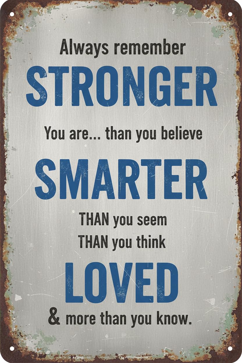 Braver Stronger Smarter Wood Plaque Desk Sign, 8x12 Inch