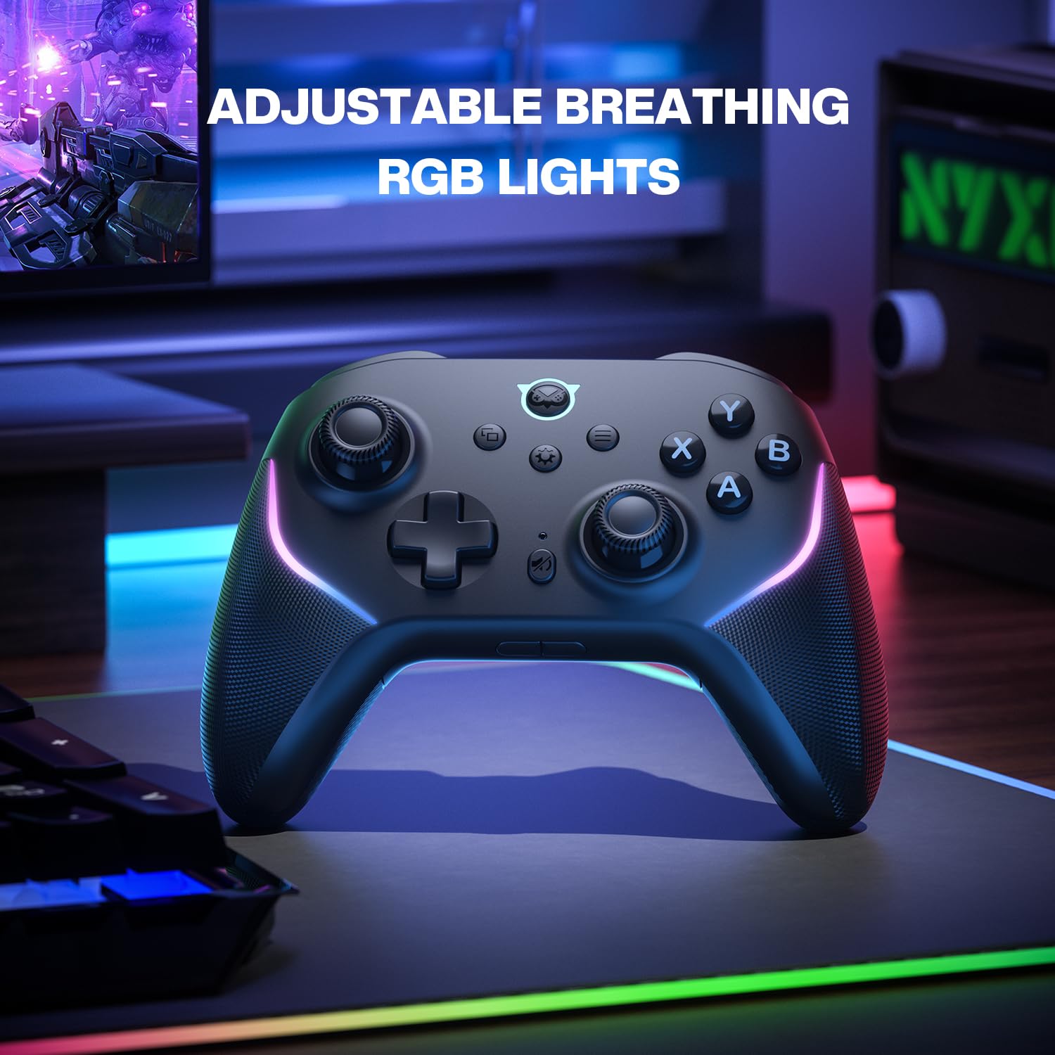 NYXI Master P1 2.4G Manettes PC Switch - Joystick à effet Hall, déclencheur à effet Hall et micro variable, contrôle audio, turbo/vibration ajustable, Quick Lock programmable - pour PC/Switch/iOS