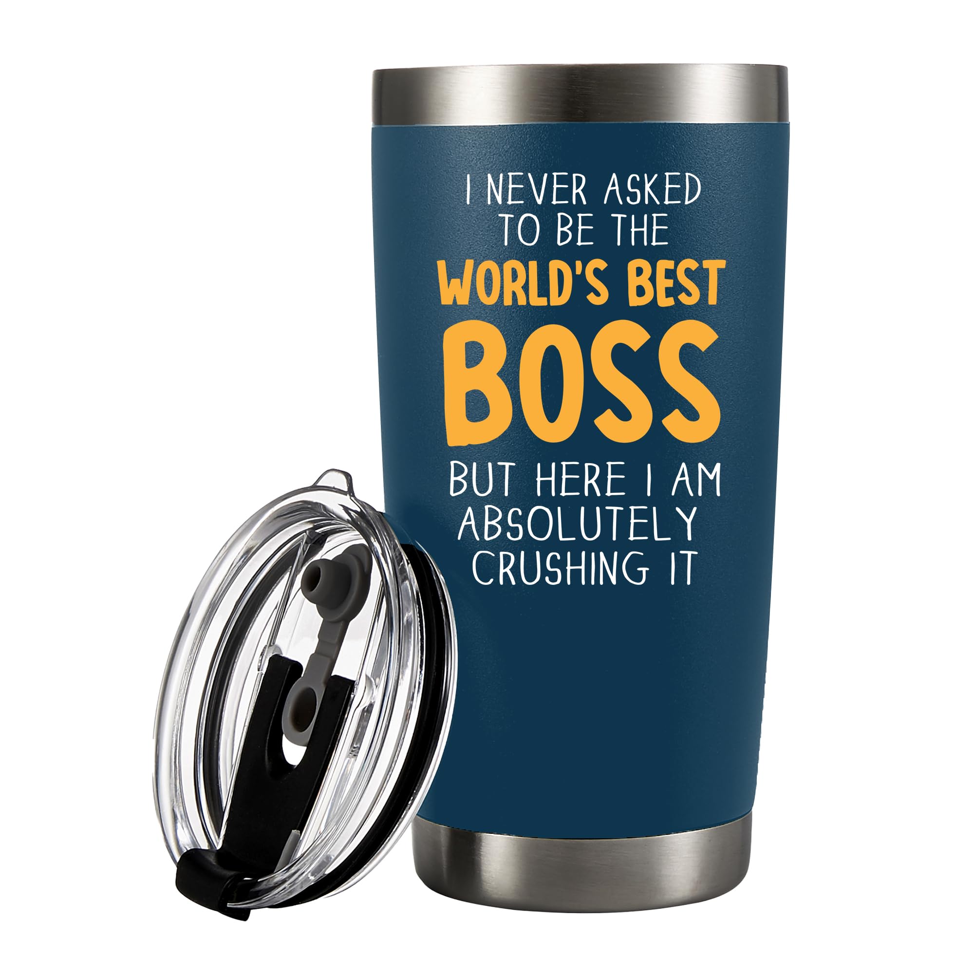 I Never Asked To Be The World's Best Boss Gifts Coworker Gift To Manager Employer From Employee Vacuum Insulated Tumbler 20 oz Navy